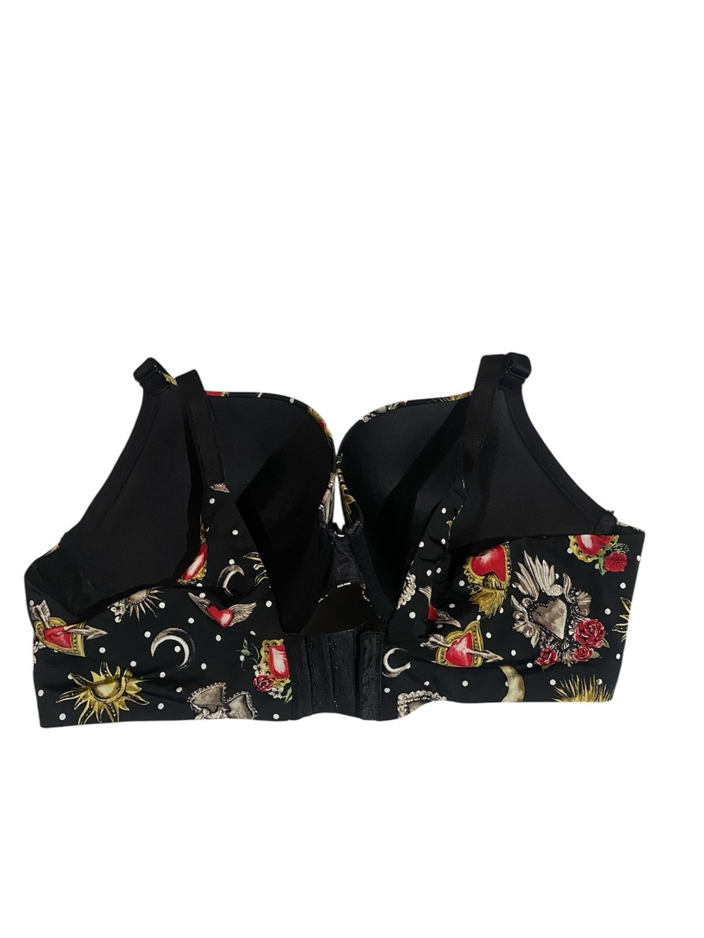 Torrid Curve Back Smoothing Push Up Plunge Bra Size 44DD Celestial Hearts Roses - Picture 3 of 7
